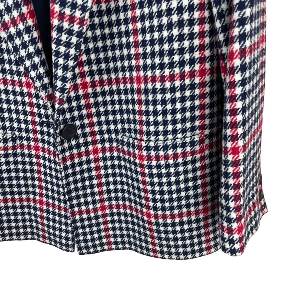 Pendleton Blazer Jacket Wool Houndstooth Navy Red… - image 4